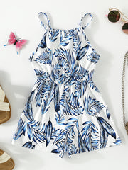 Girls Feather Cami Rompers for Beach Vacation