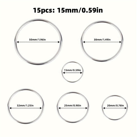 15pcs Metal O ring Keychain Bag Hanging Key Ring