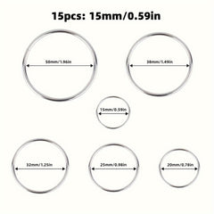 15pcs Metal O ring Keychain Bag Hanging Key Ring