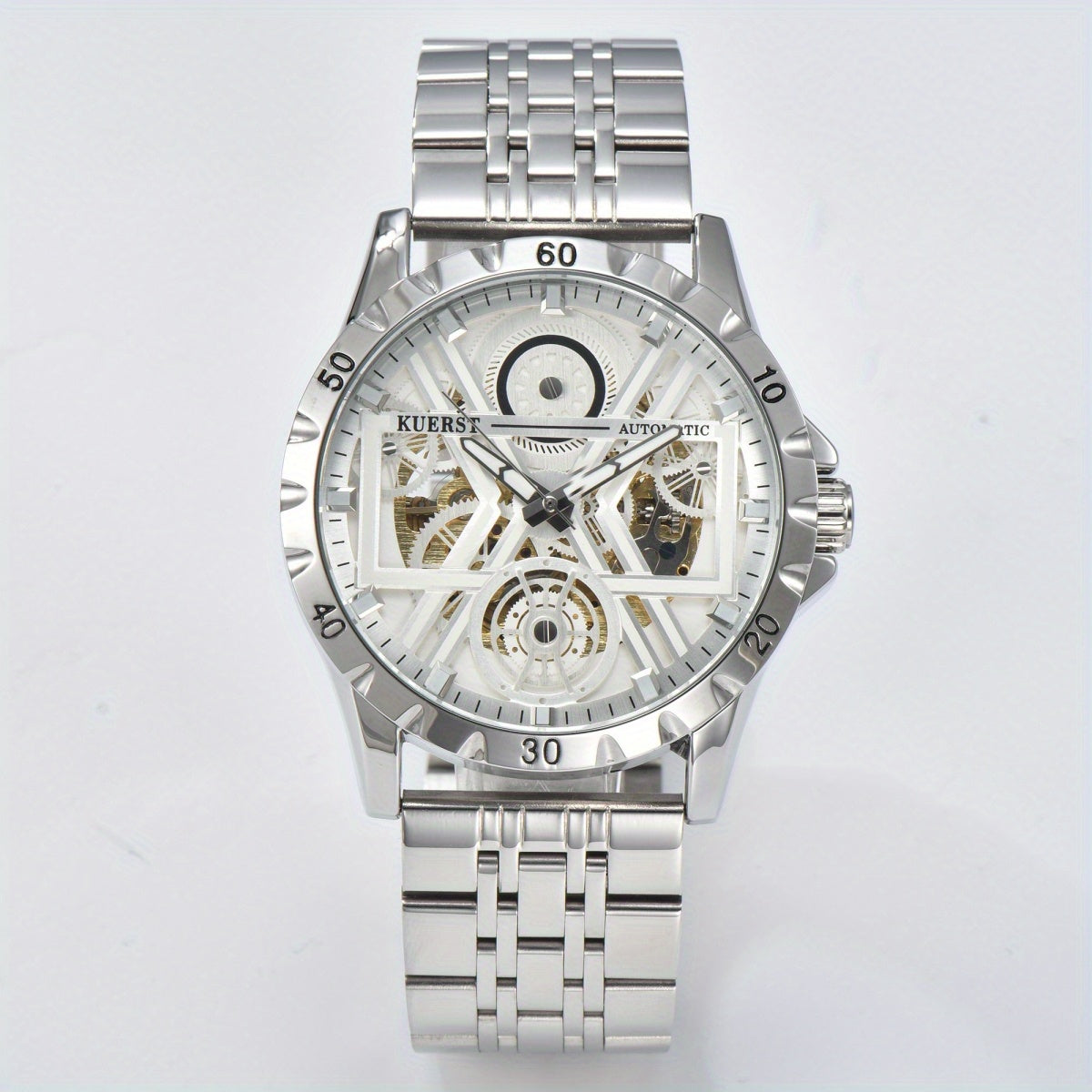 KUERST Mech. Watch Luminous Hollow Dial Waterproof Retro Wrist Watch