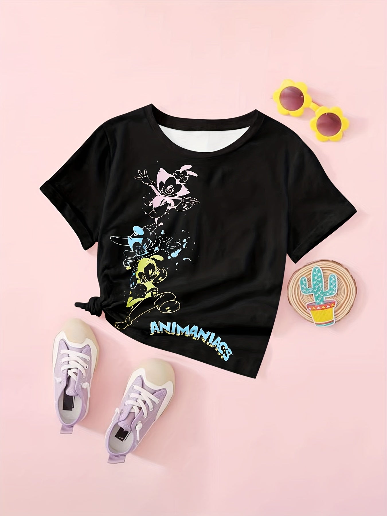 Girls Cartoon Graphic Short Sleeve T-shirt - Summer Gift