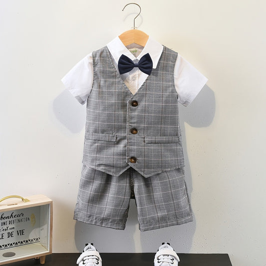 Boys Gentleman Outfit Short Sleeve Set for Wedding Party