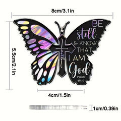 Purple Butterfly Cross Rearview Mirror Pendant Keychain Couple Gift