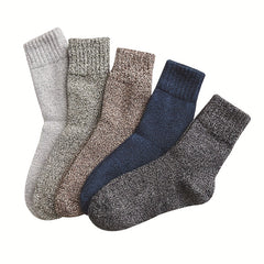 5 Pairs Men's Thick Wide Crew Socks for Spring Autumn