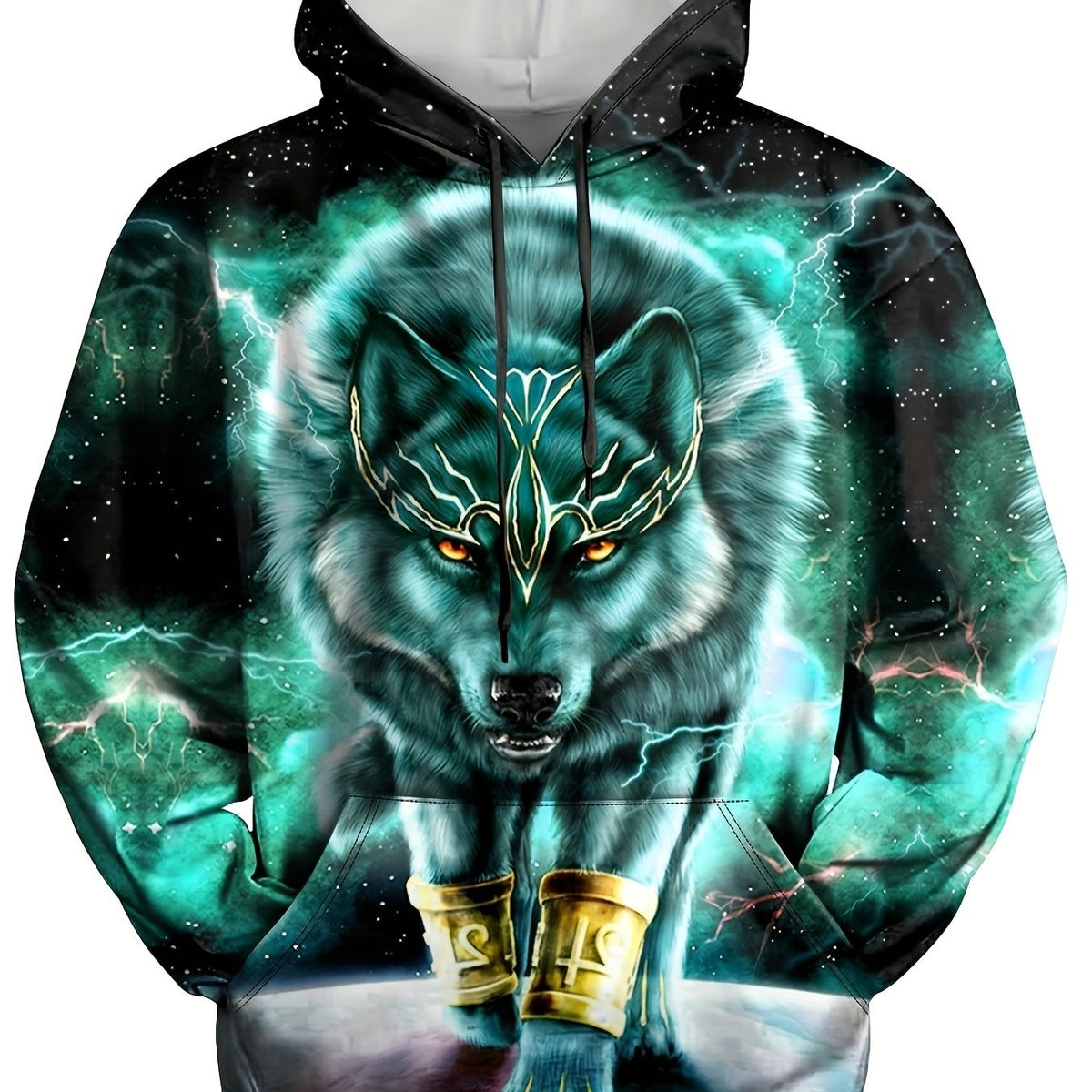 Men's Wolf 3D Print Hoodie Graphic Pullover for Autumn Winter