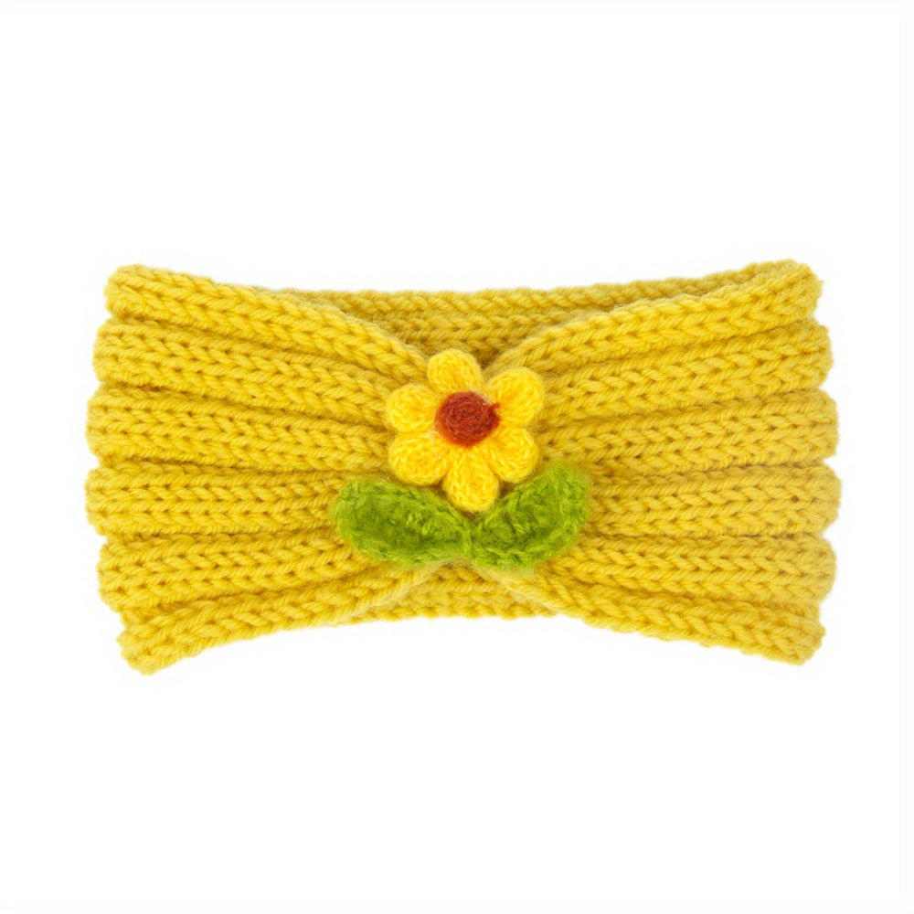 Knitted Headband Small Flower Hairband for Baby Kids Girls