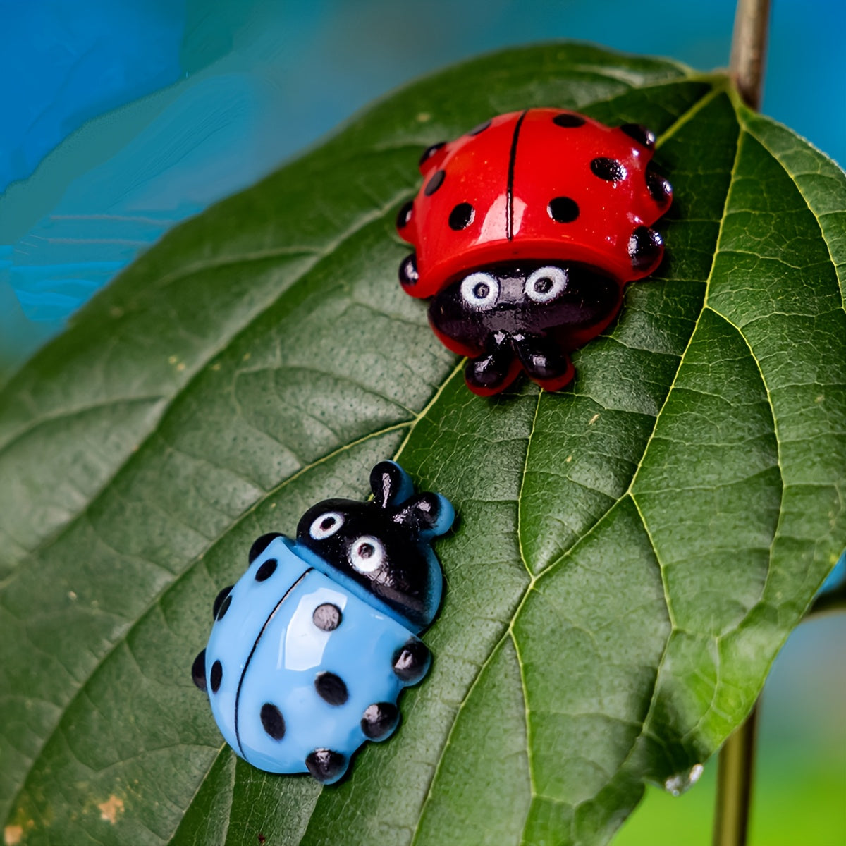 6pcs Ladybug Figurines Cartoon Resin Bugs for DIY Crafts Garden Decor