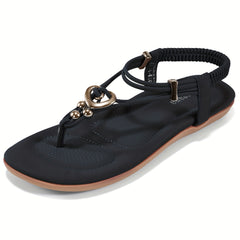 Women's Thong Sandals with Elastic Strap, Beach Slip-On Shoes