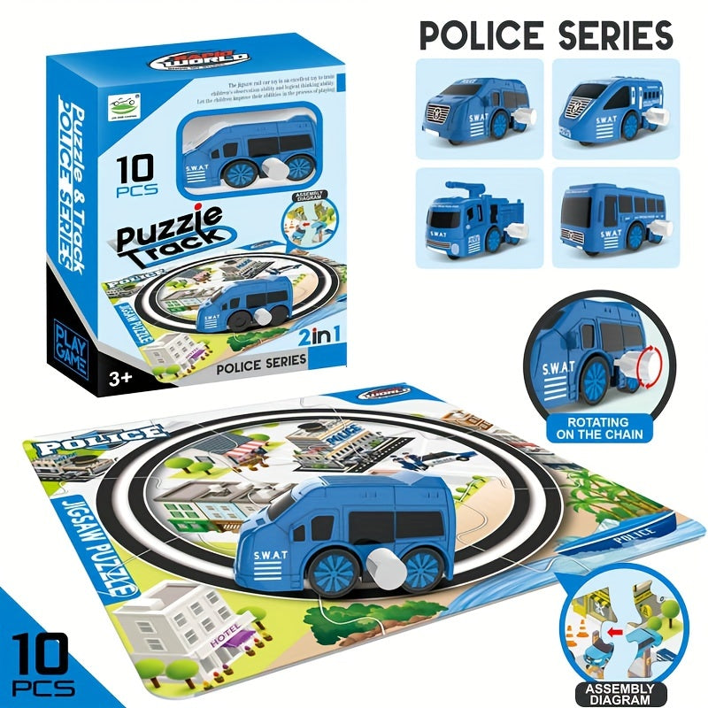 10pcs Kids Fire Protection Car Puzzle Tracks Game