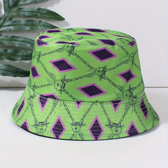 Green Rabbit Print Bucket Hat Lightweight Casual Fisherman Cap