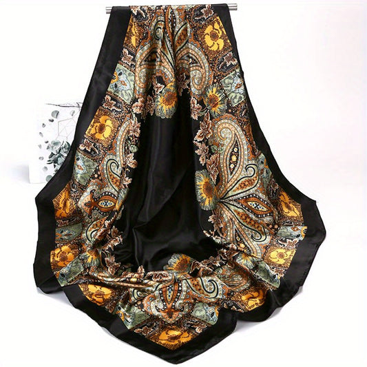 Fashionable Cashew Print Satin Square Scarf Large Shawl for Men