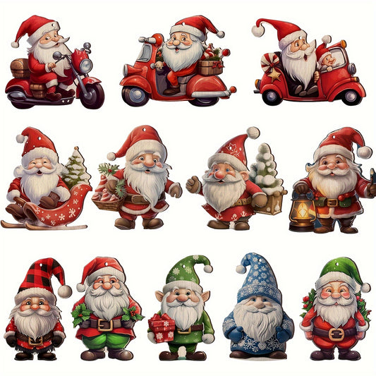 24pcs Vintage Wooden Christmas Gnome Ornaments Set for Tree Santa & Party Decor