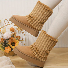 Women's Plush Lined Snow Boots Casual Thermal Furry Snow Shoes