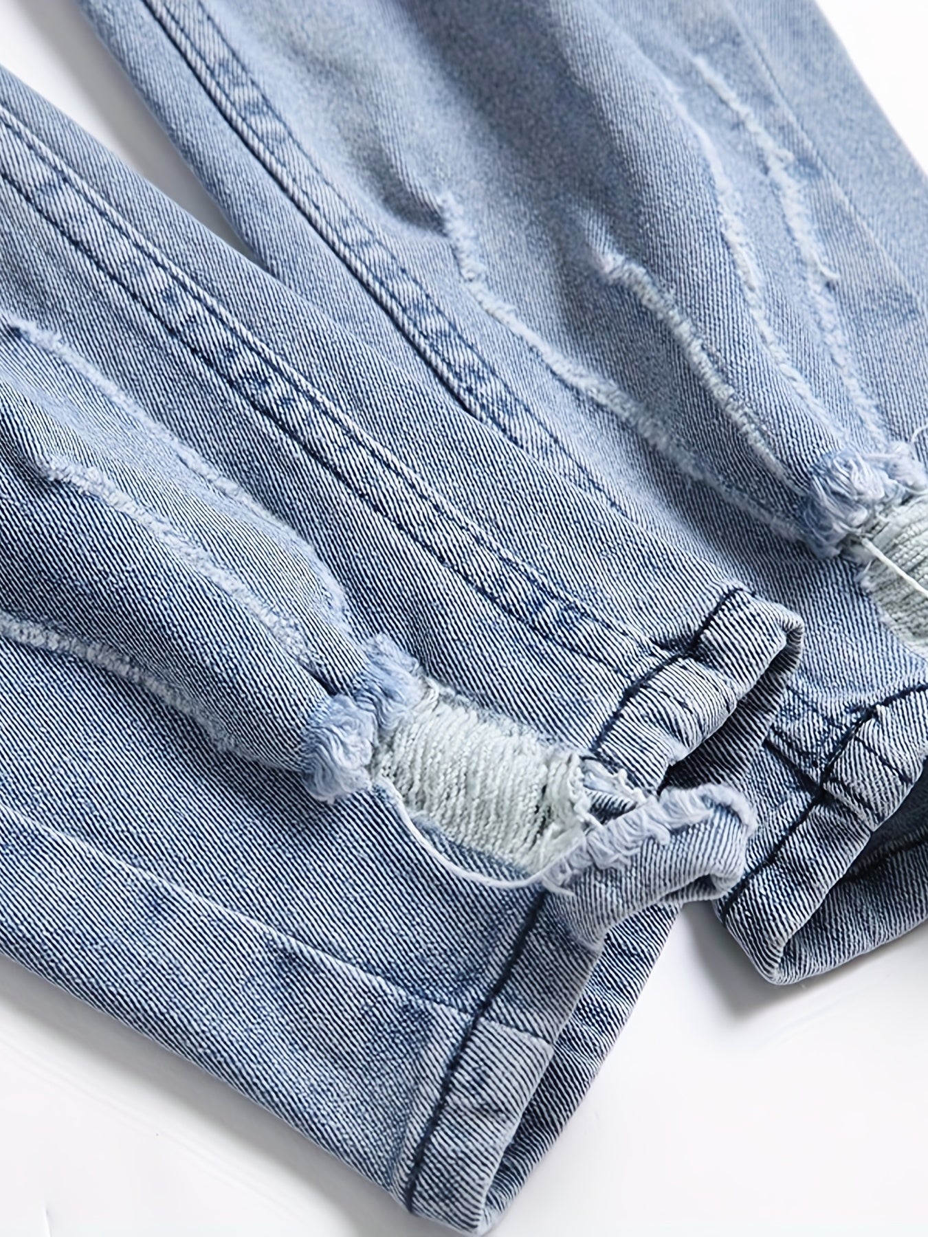 Men's Distressed Stretch Denim Pants Street Style
