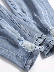 Men's Distressed Stretch Denim Pants Street Style