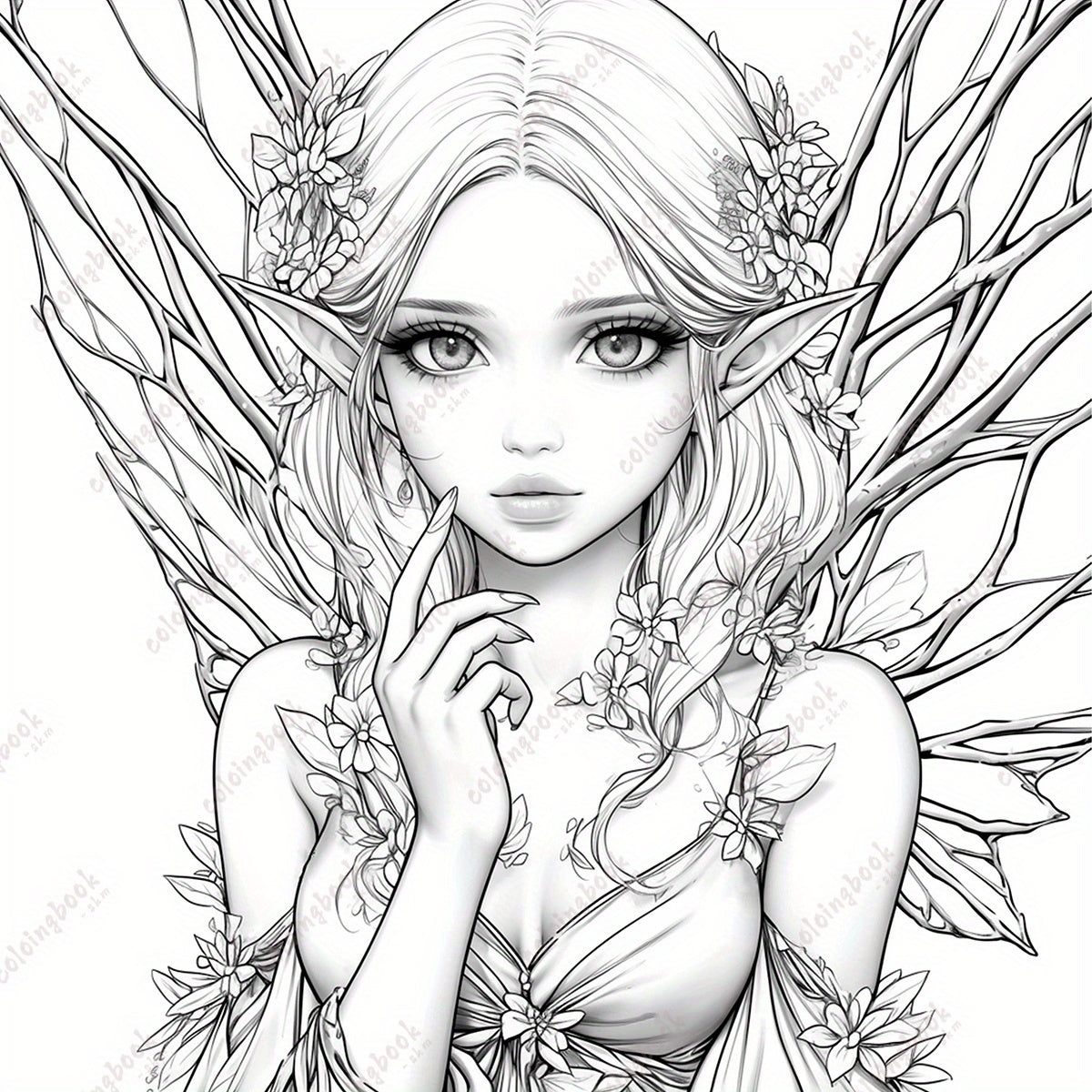 Rose Fairy Coloring Book for Adults