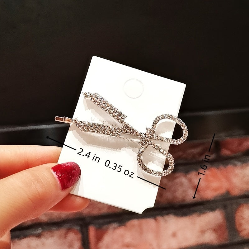 Rhinestone Scissors Hair Clip Crystal Barrette Vintage Accessories