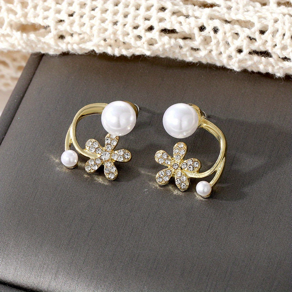 Geometric Rhinestone Stud Earrings Sweet Ear Jewelry