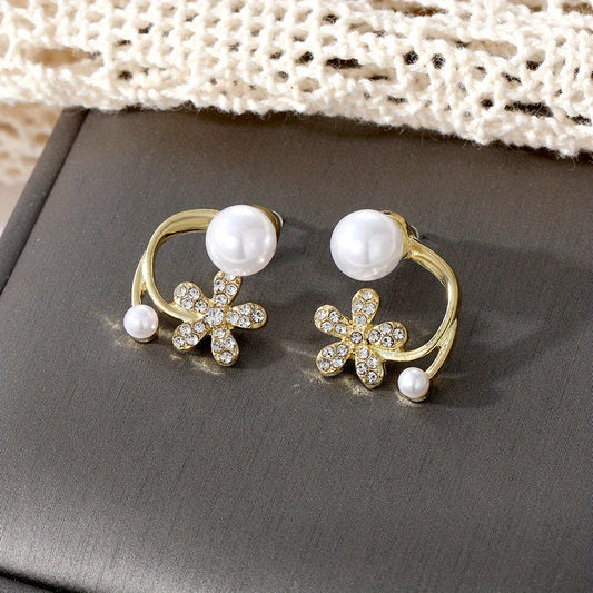 Geometric Rhinestone Stud Earrings Sweet Ear Jewelry