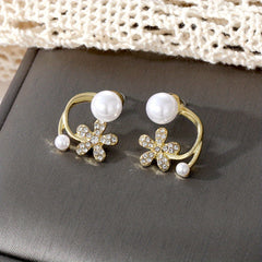 Geometric Rhinestone Stud Earrings Sweet Ear Jewelry