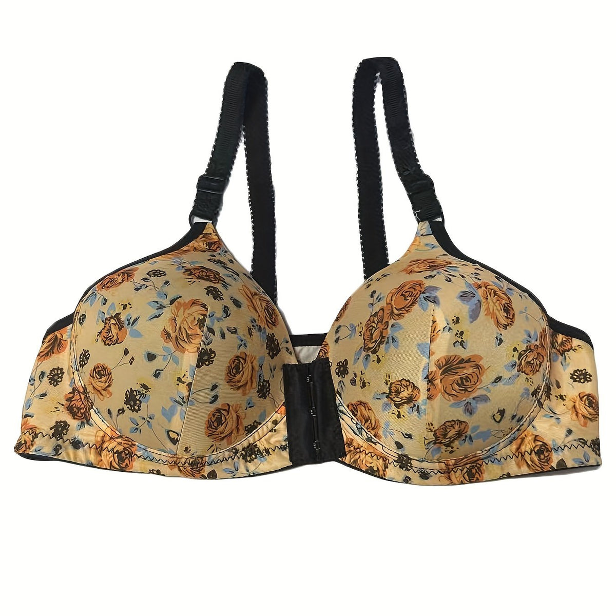 Floral Print Push Up Bra Front Buckle Women's Lingerie