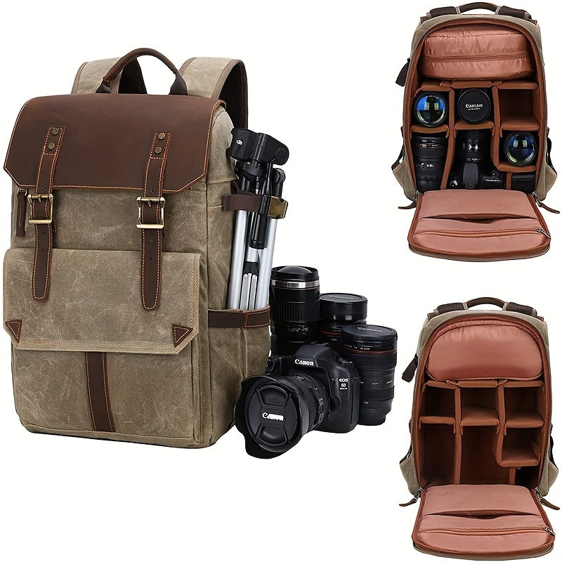 Waterproof Canvas Dslr Bag Large Capacity Camera Backpack