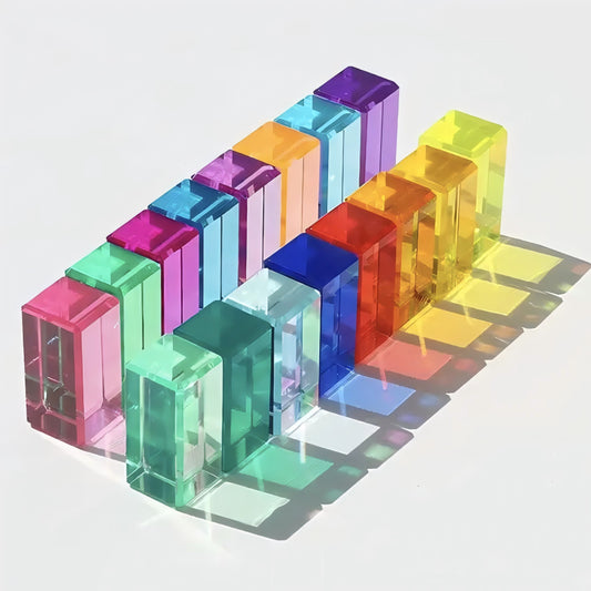 15pcs Acrylic Cube Building Blocks Transparent Glossy Spheres 15 Vibrant Colors