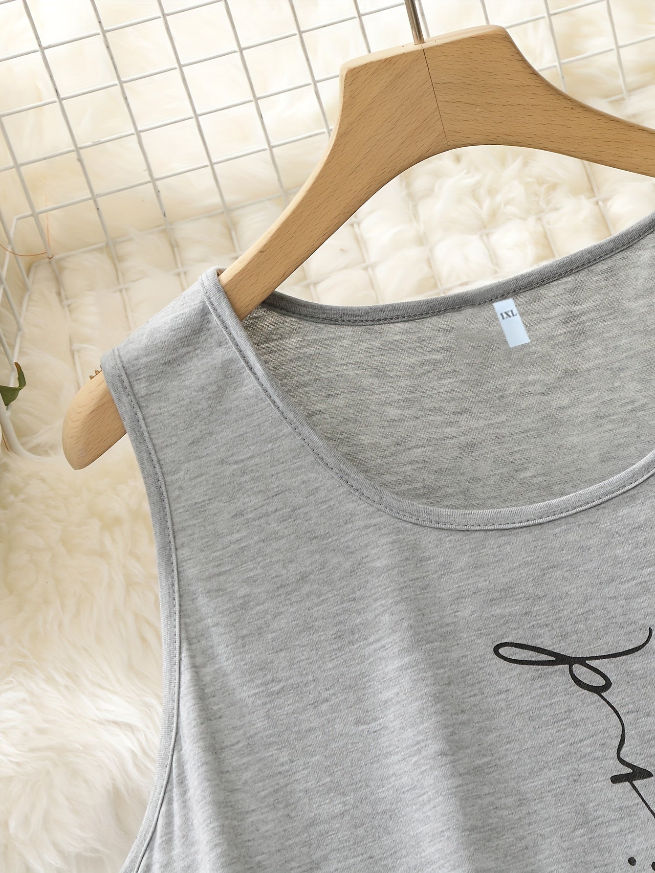  Slogan Print Tank Dress With Pockets