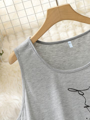  Slogan Print Tank Dress With Pockets