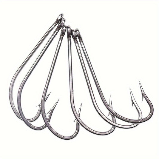 50pcs Stainless Steel Fishing Hooks Long Shank For Freshwater & Seawater