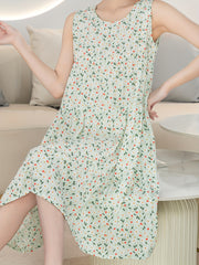 Floral Print NightDress Sleeveless Pajama Dress Women's Sleepwear