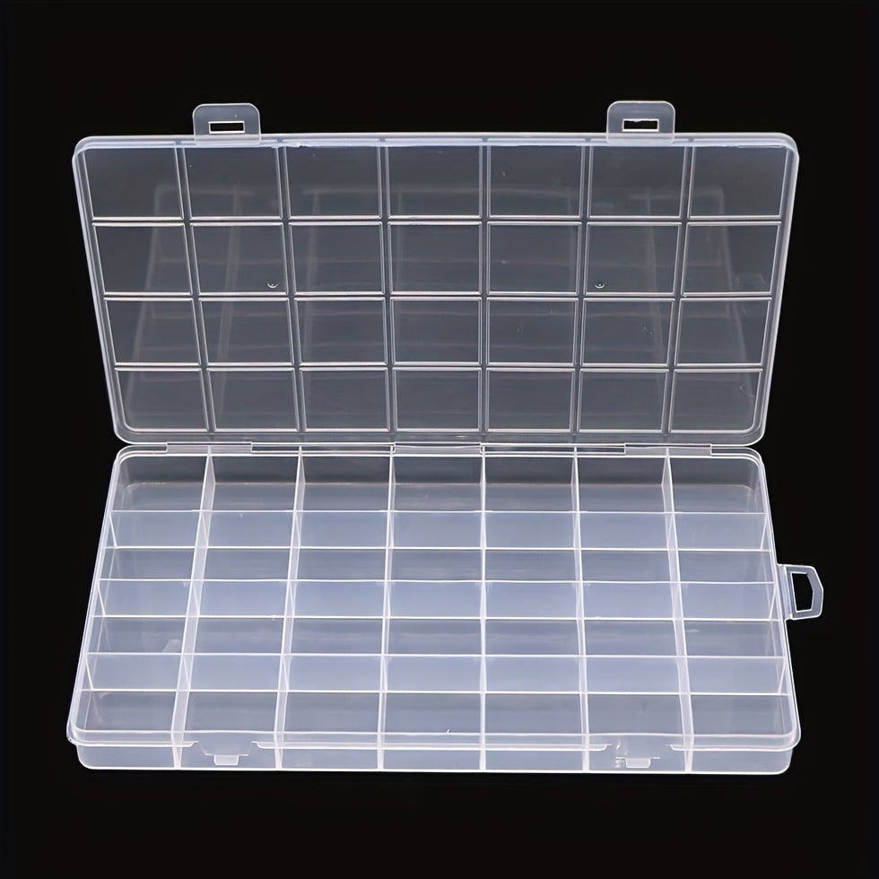 Rectangle Plastic Jewelry Box 28 Grids Compartment Storage Organizer