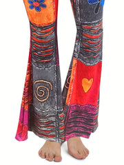  Colorblock High Rise Flare Leg Pants