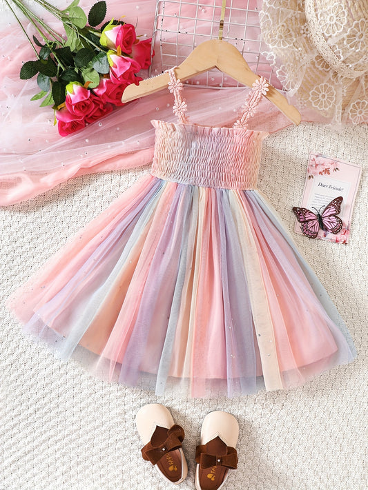 Toddler Girls Frill Trim Cami Princess Dress For Party Beach Vacation