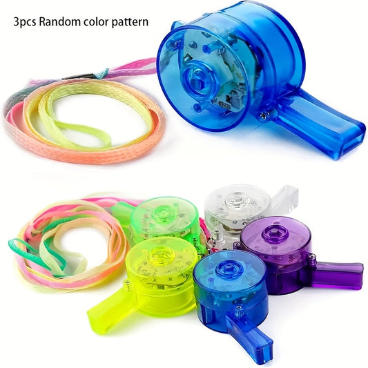 3pcs Light Up Flashing Whistles With Lanyards - Glow In The Dark Party Favors
