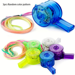 3pcs Light Up Flashing Whistles With Lanyards - Glow In The Dark Party Favors
