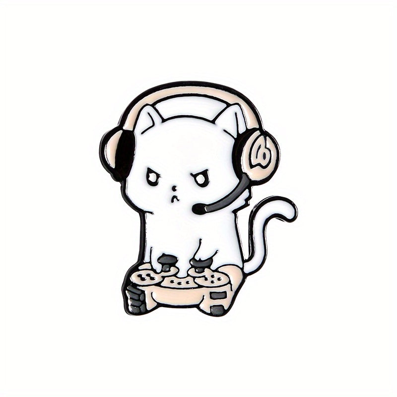 Rabbit Cat Enamel Pins Eating Skull Drink Play Games Cartoon Brooches