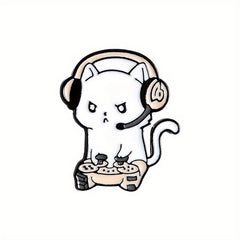 Rabbit Cat Enamel Pins Eating Skull Drink Play Games Cartoon Brooches