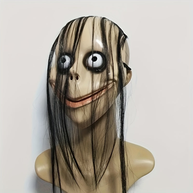 Halloween Scary Mask With Long Hair Clown Costume