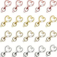 20PCS Heart Shape Keychain Clip Metal Keychain Pendant Bag Accessories