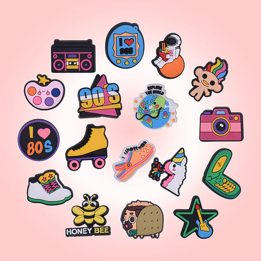 17Pcs Cartoon Shoe Charms for Clog Sandals - Party Favors & Birthday Decorations