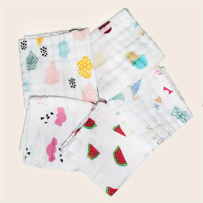 5pcs Baby Towels Cartoon Gauze Square Towels