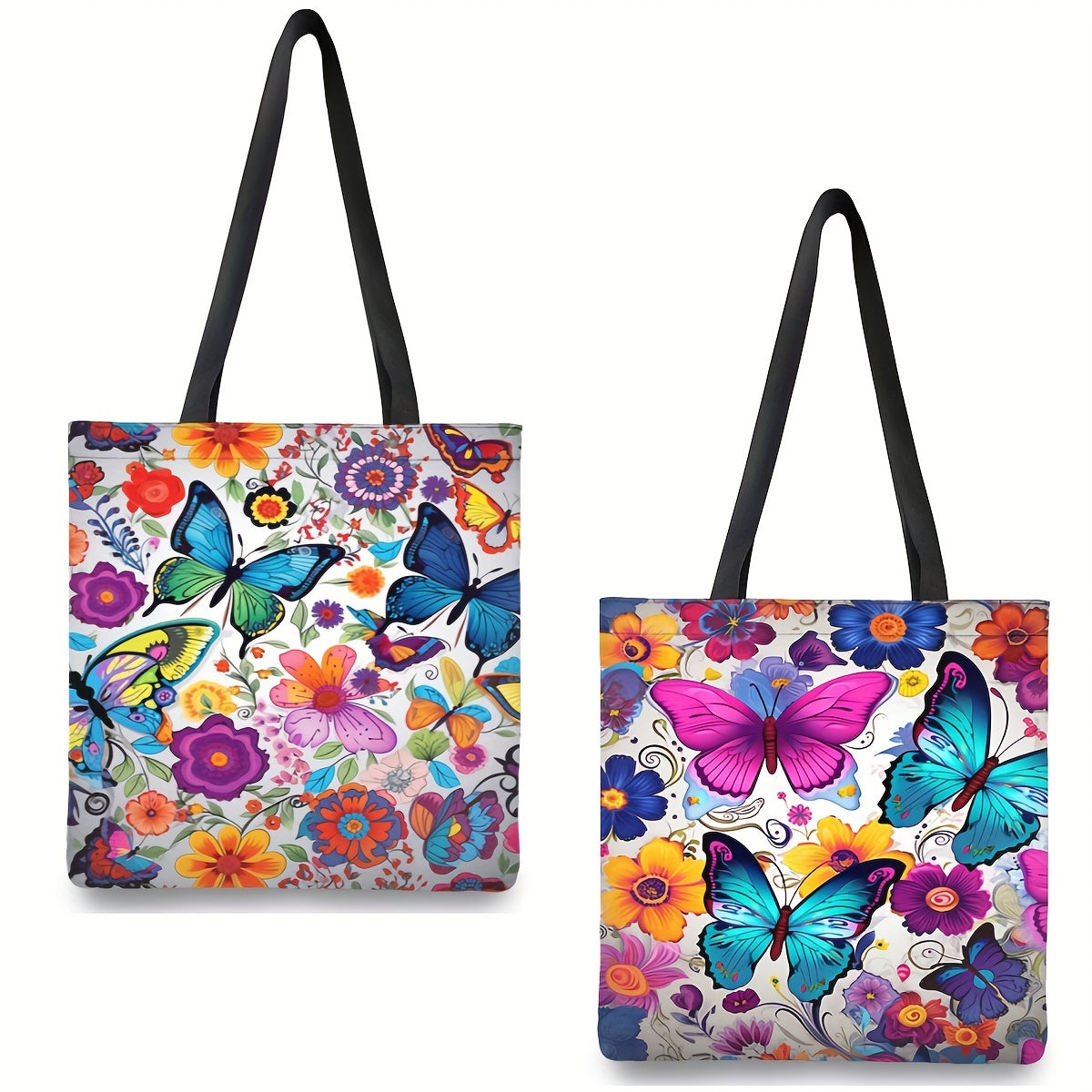 Butterfly Print Tote Bag Large Capacity Women's Handbag & Shopping Bag