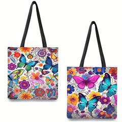 Butterfly Print Tote Bag Large Capacity Women's Handbag & Shopping Bag