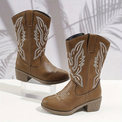 Vintage Floral Embroidered Boots Lightweight Zipper Closure