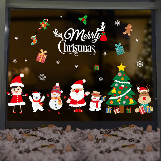 Christmas Window Clings Santa Snowman Deer Snowflakes Stickers