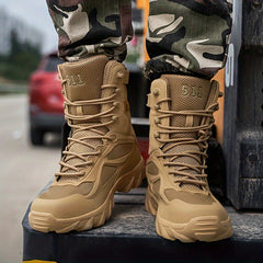 Men's Solid High Top Military Style Hiking Boots
