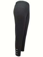  Solid Faux Pearl High Rise Fitness Leggings