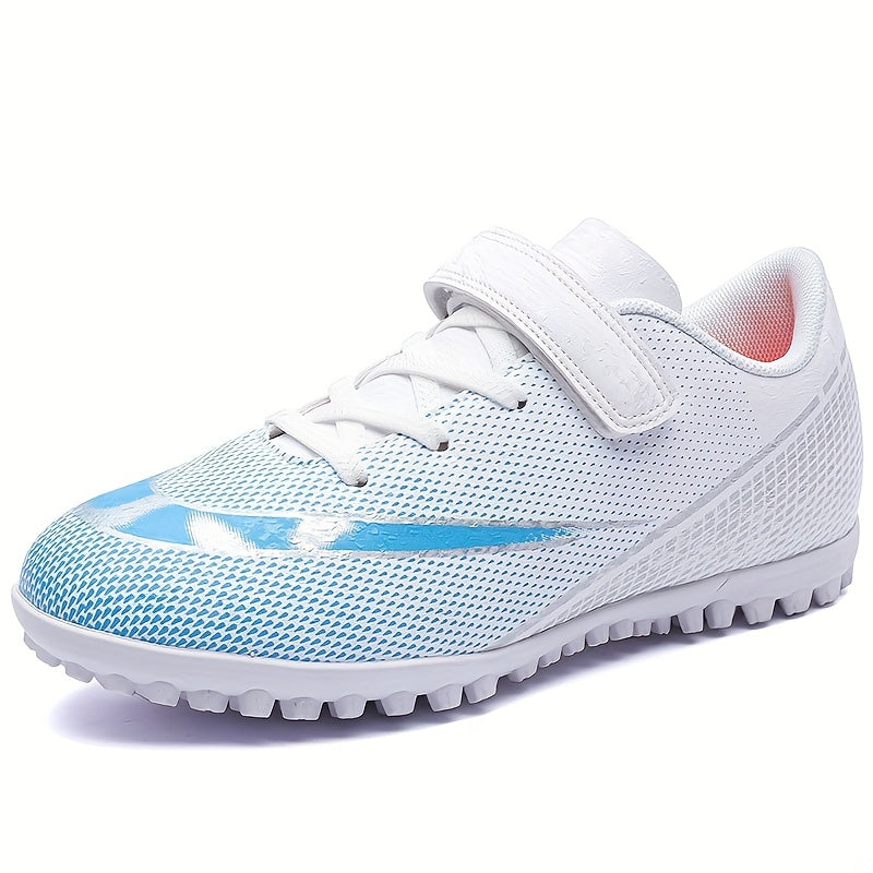 Boys Turf Football Boots Hook Loop Fastener Outdoor TF Soccer Cleats