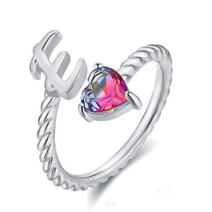 Adjustable Initial Letter Ring Zircon Rings For Women